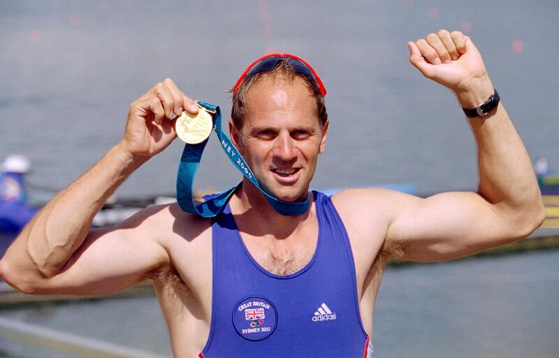 23 Sep 2000:  A proud moment for Steve Redgrave of Great Britain after winning gold in the Men's Coxless Four Rowing Final at the Sydney International Regatta on Day Eight of the Sydney 2000 Olympic Games in Sydney, Australia. \ Mandatory Credit: Clive Brunskill /Allsport