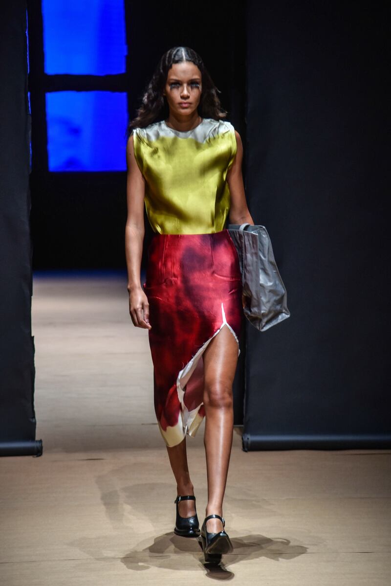 Miuccia Prada and Raf Simons collaborated for the Prada spring/summer 2023 collection. EPA 