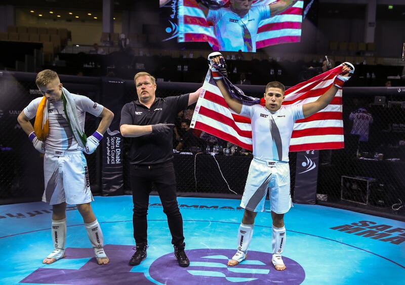 Team USA's Eric Cortez celebrates after defeating his opponent from Ireland.