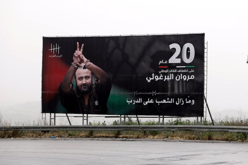 In 2022, Barghouti began his 20th year in Israeli jails after his arrest in April 2002. In 2004 he was sentenced by an Israeli court to five life terms plus 40 years in prison. EPA