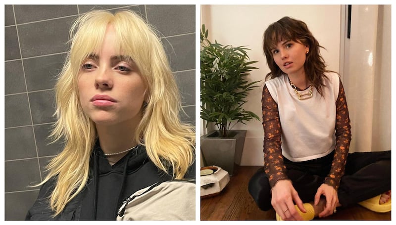 Pop star Billie Eilish (left) is credited with taking the 'wolf cut' mainstream, and other stars, including 'Insatiable' actress Debby Ryan, have followed suit. Instagram