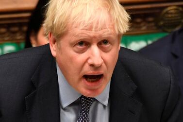 Britain's Prime Minister Boris Johnson in the House of Commons on Saturday. AFP