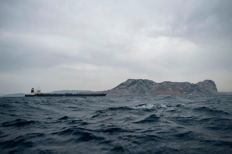 Supertanker Grace 1 off the coast of Gibraltar.   AFP