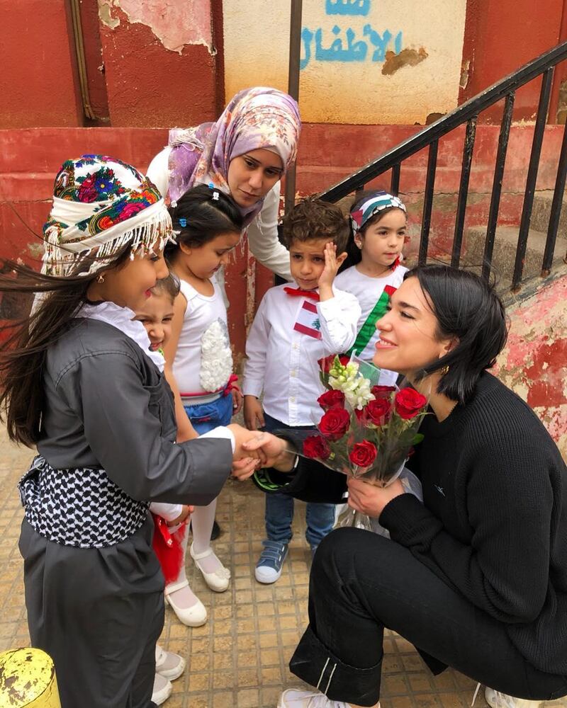 Pop star Dua Lipa has spent three days with refugee children in Lebanon. Dua Lipa / Instagram