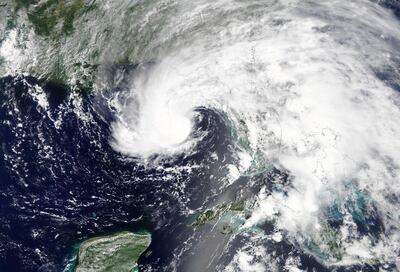 Subtropical Storm Alberto is pictured nearing the Florida Panhandle in this May 27, 2018 NASA handout photo.  NASA/Handout via REUTERS ATTENTION EDITORS - THIS IMAGE WAS PROVIDED BY A THIRD PARTY.