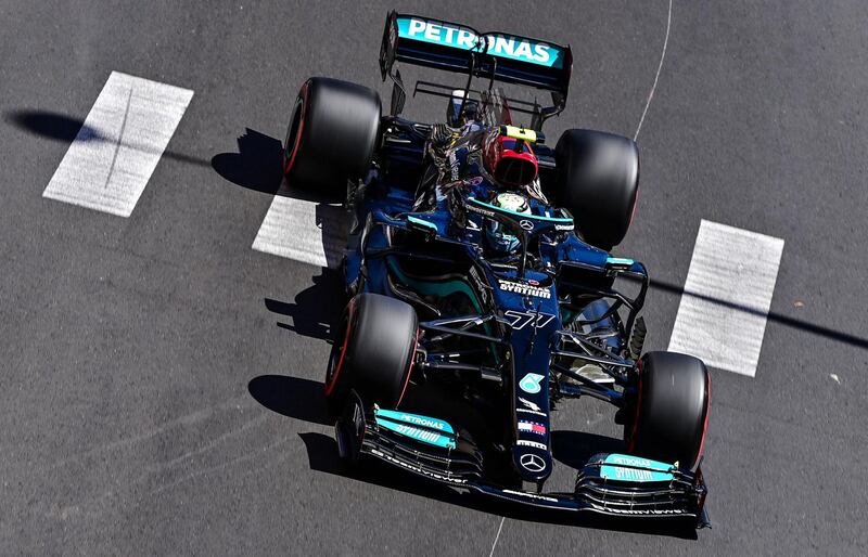 Mercedes' driver Valtteri Bottas during the second practice session for the Monaco Grand Prix on Thursday. AFP