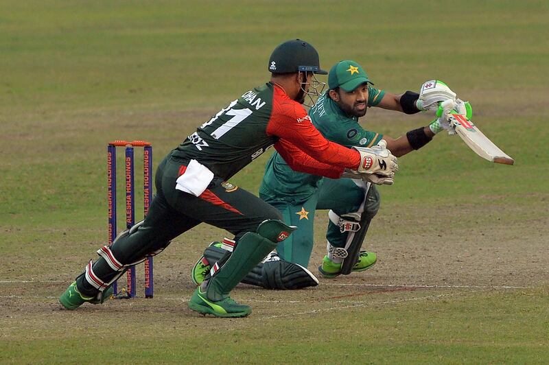 Pakistan's Mohammed Rizwan scored 40 in the third T20 against Bangladesh at the Sher-e-Bangla National Cricket Stadium in Dhaka. AFP