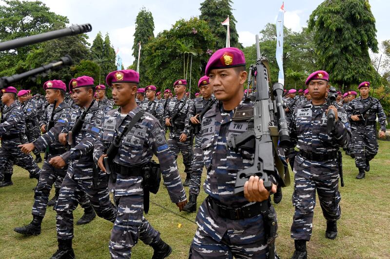 Indonesian military personnel on the resort island of Bali. AFP