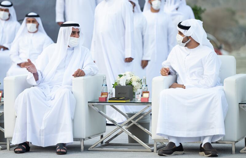 Sheikh Hamad bin Mohammed and Sheikh Theyab bin Mohamed, right, at the ceremony.