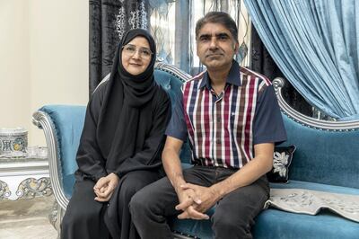 Sadaf Ather and her husband Ather Farook at their home in Mirdif. Their family survivied two members contracting Covid-19 on June 6th, 2021. 
Antonie Robertson / The National.
Reporter: Panna Munyal for National