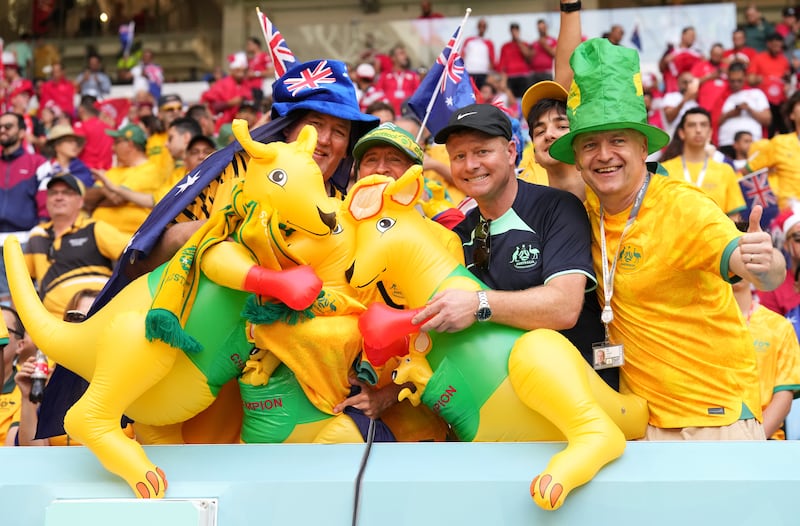 Australia fans and their Socceroos at the Fifa World Cup Group D match at Al Janoub Stadium in Al Wakrah, Qatar.