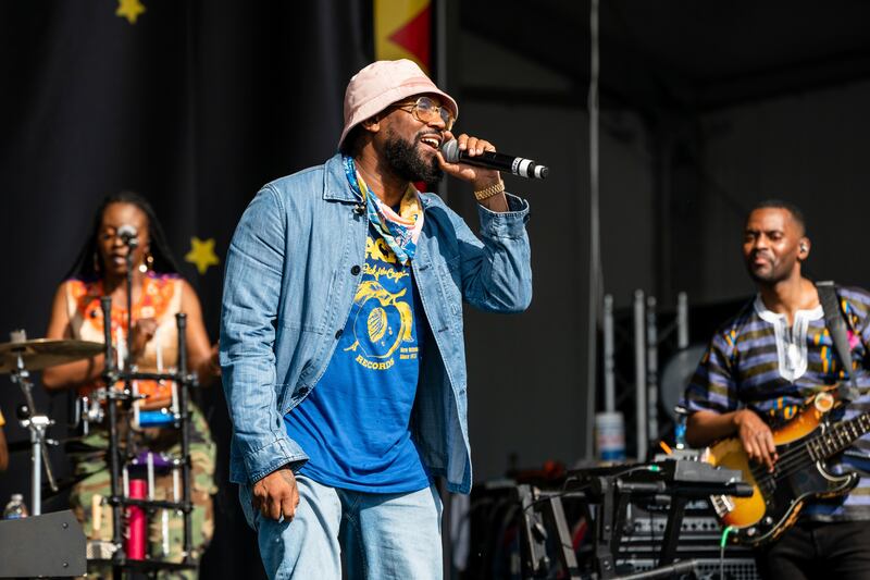 PJ Morton performing at the New Orleans Jazz and Heritage Festival in April. A week later he was playing with Maroon 5 at the Pyramids in Giza, Egypt. AP