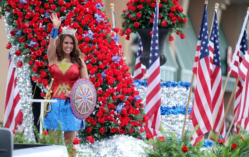 Ms Mund waves from a float during a parade on the Atlantic City boardwalk in New Jersey. Photo: USA Today Network