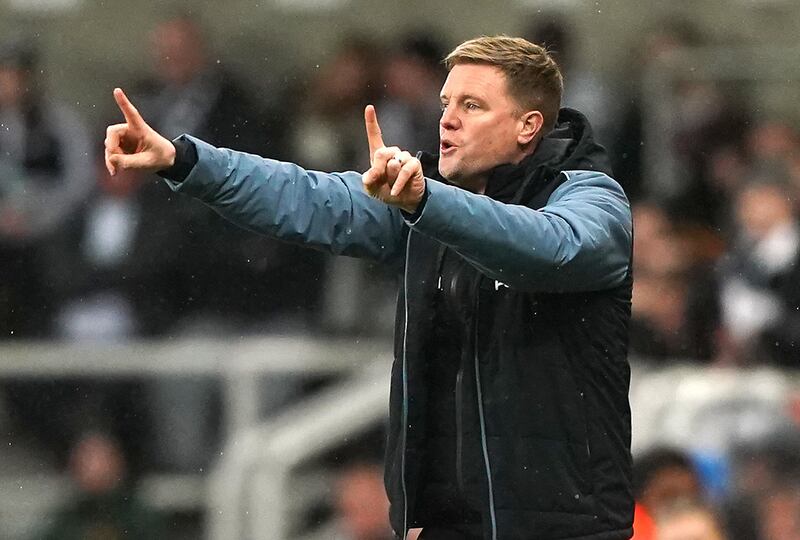 Newcastle United manager Eddie Howe instructs his players. PA