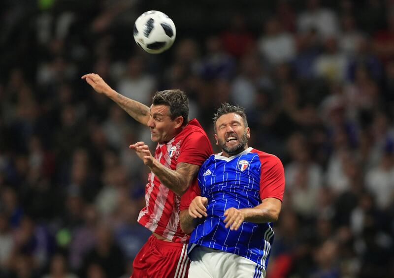 Christian Vieri in action with Vincent Candela of the France 98 team. Gonzalo Fuentes / Reuters