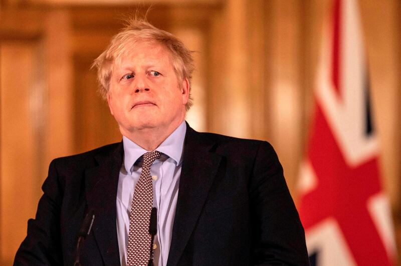Prime Minister Boris Johnson gives a press conference on the ongoing situation in London.  AFP