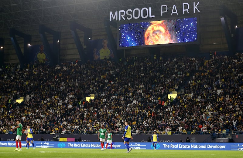 Cristiano Ronaldo of Al Nassr during the game at Mrsool Park Stadium. Getty