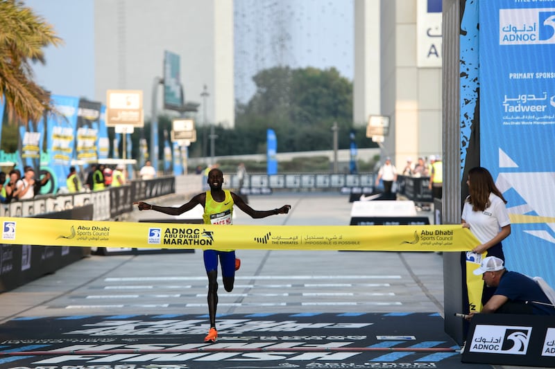 Kenyan Timothy Kiplagat wins the Abu Dhabi Marathon. 