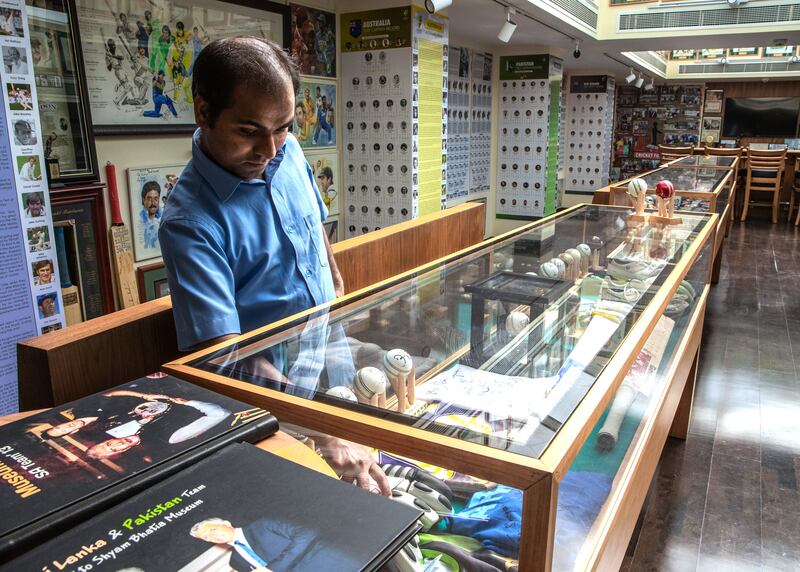 Shane Warne  and other cricket memorabilia at the Cricket Museum of Shayam Bhatia. 