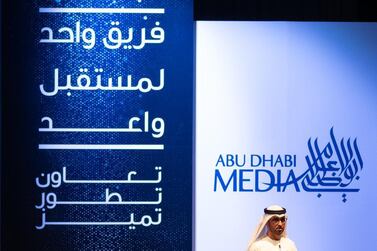 Dr Sultan Al Jaber, Minister of State and Chairman of the Board of Directors of Abu Dhabi Media, unveiled the company's new strategy on Sunday. Courtesy Abu Dhabi Media