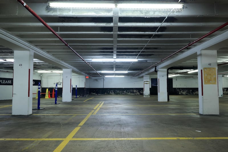 Parking space D32 in the garage underneath the Oakhill Office Building, where 'Washington Post' reporter Bob Woodward would meet his source known as 'Deep Throat' to exchange notes about the Watergate scandal, in Rosslyn, Virginia.  Getty Images / AFP