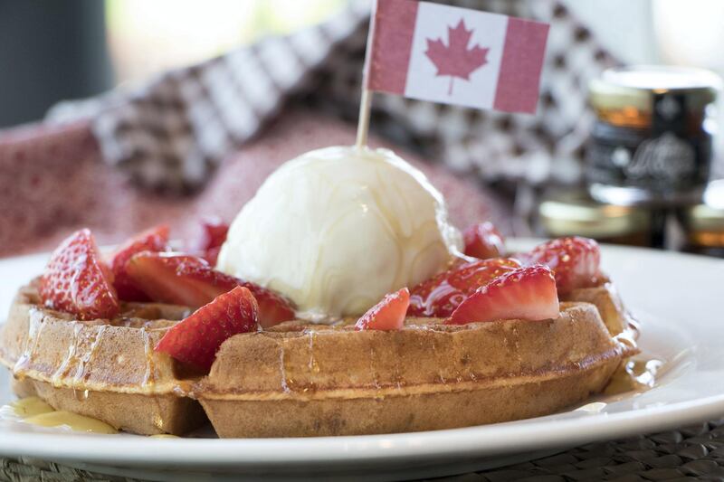 Tuck into maple waffles at Eggspectation this Canada Day. Courtesy Eggspectation