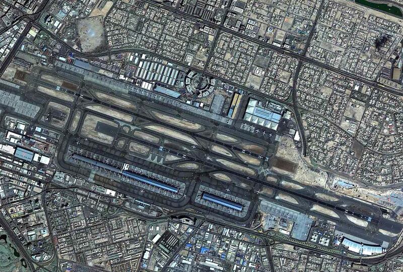 Dubai International Airport was voted number one in the Middle East. Photo courtesy DubaiSat2 EIAST satellite.