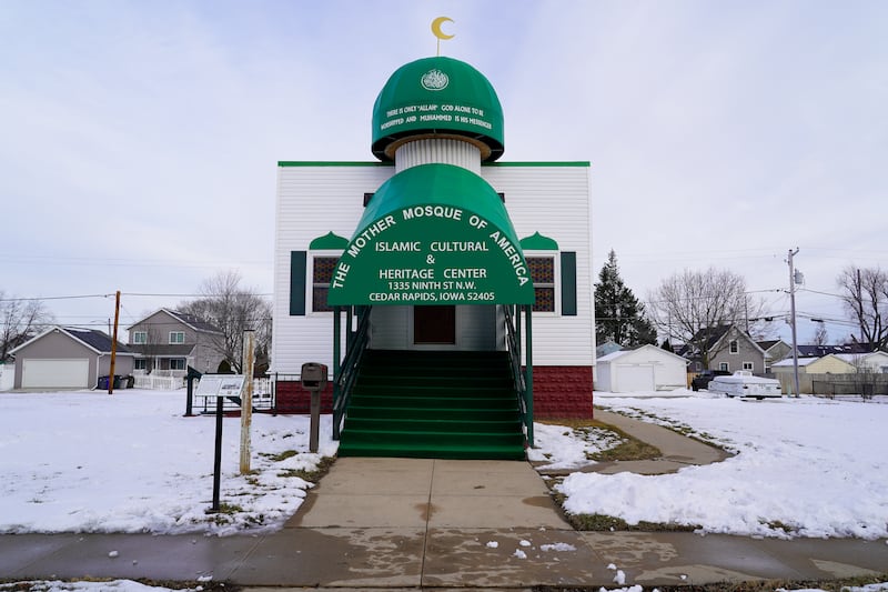 The Mosque is built of wood, and is a simple square structure.