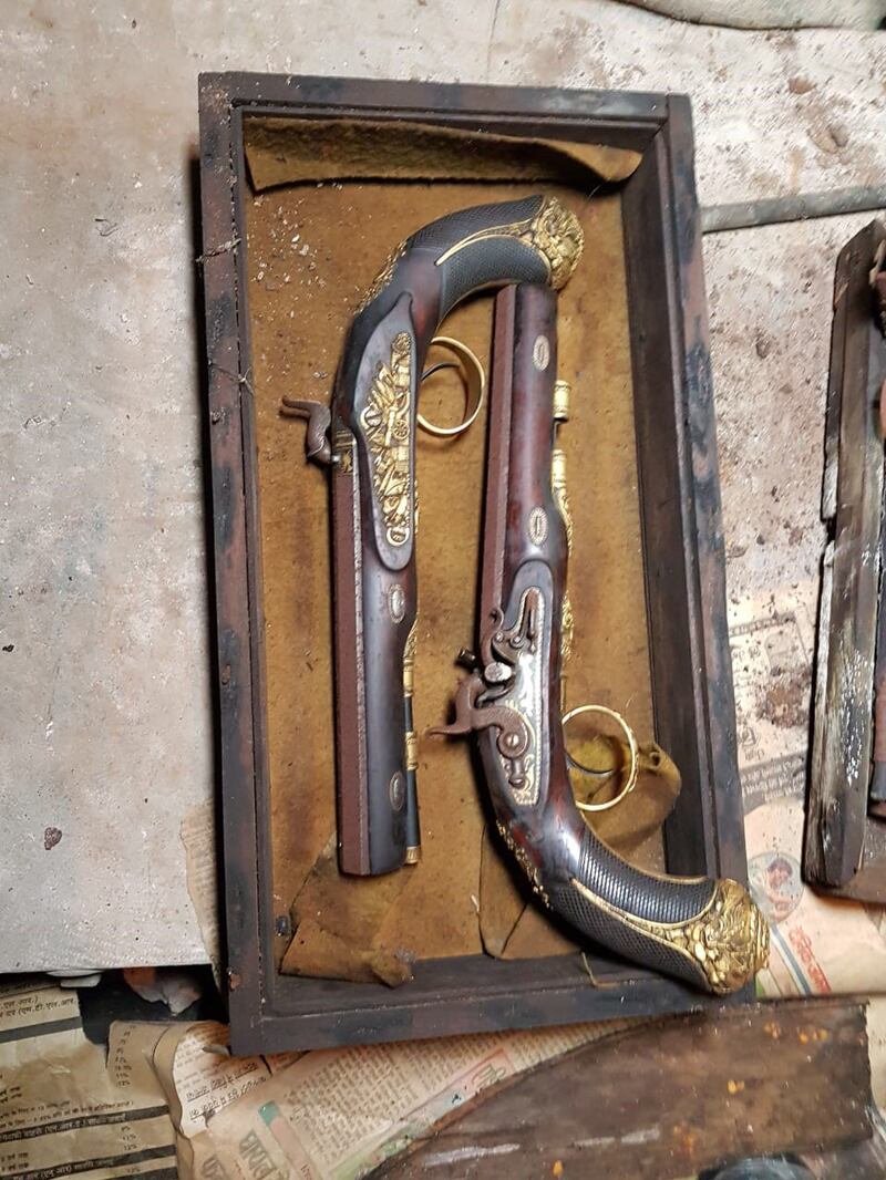 Valuers found gold and gem-encrusted weapons in an armoury in Rampur. Photo: Kazim Ali Khan