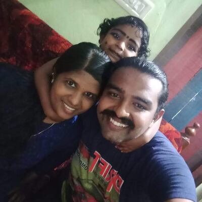 Indian nurse Chinchu Joseph with her husband Jibin Jacob John and daughter Hella in India. The nurse was killed in an accident in Sharjah last week. Photo: Joseph family