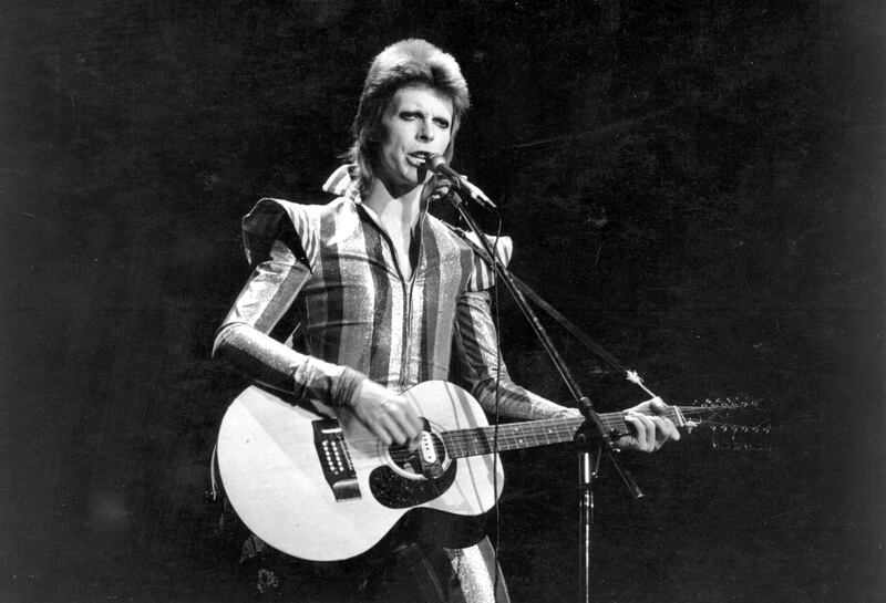 3rd July 1973:  David Bowie performs his final concert as Ziggy Stardust at the Hammersmith Odeon, London. The concert later became known as the Retirement Gig.  (Photo by Express/Express/Getty Images)