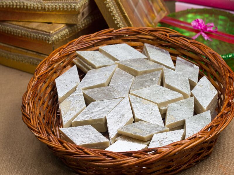 Kaju katli, made from cashew, milk and sugar. 