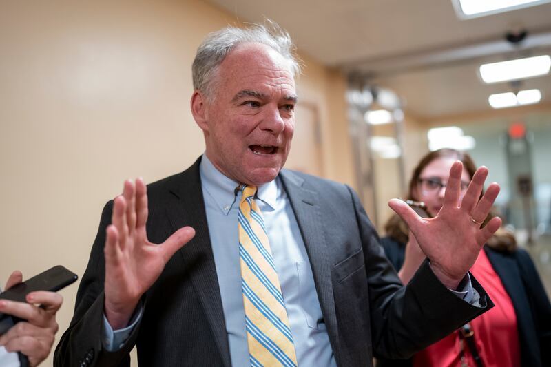 Tim Kaine, a Democratic senator who was Hillary Clinton's running mate in the 2016 presidential election, is banned. AP