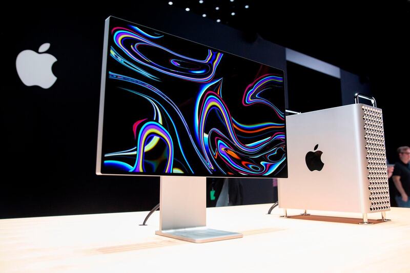 (FILES) In this file photo Apple's Mac Pro sits on display in the showroom during Apple's Worldwide Developer Conference (WWDC) in San Jose, California on June 3, 2019.  Apple on November 2, 2020 sent out invitations to yet another online event, this one expected to star new Mac computers powered by chips of the tech giant's own design. Word of the November 10 event to be streamed from Apple's headquarters in Silicon Valley disclosed little more than that it would begin at 10 am Pacific time.
 / AFP / Brittany Hosea-Small
