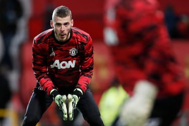 Soccer Football - Premier League - Manchester United v Leeds United - Old Trafford, Manchester, Britain - December 20, 2020 Manchester United's David de Gea during the warm up before the match Pool via REUTERS/Clive Brunskill EDITORIAL USE ONLY. No use with unauthorized audio, video, data, fixture lists, club/league logos or 'live' services. Online in-match use limited to 75 images, no video emulation. No use in betting, games or single club /league/player publications. Please contact your account representative for further details.