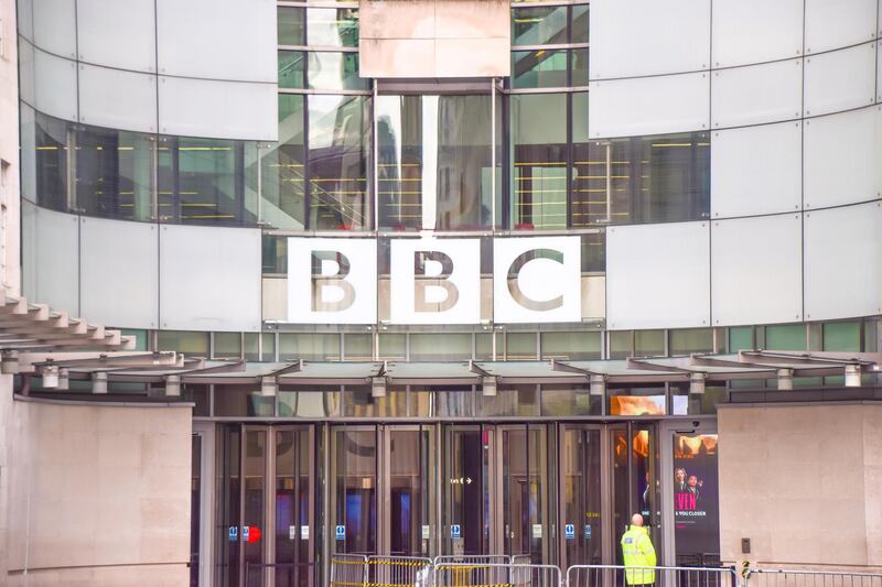 General view of the Broadcasting House, BBC headquarters in Central London. (Photo by Vuk Valcic / SOPA Images/Sipa USA)No Use Germany.