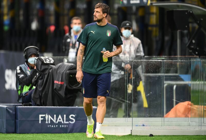 Francesco Acerbi during training at the San Siro. AFP