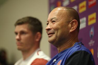  Eddie Jones, the England head coach, with his captain Owen Farrell, look forward to the Rugby World Cup semi-final against the All Blacks. Getty