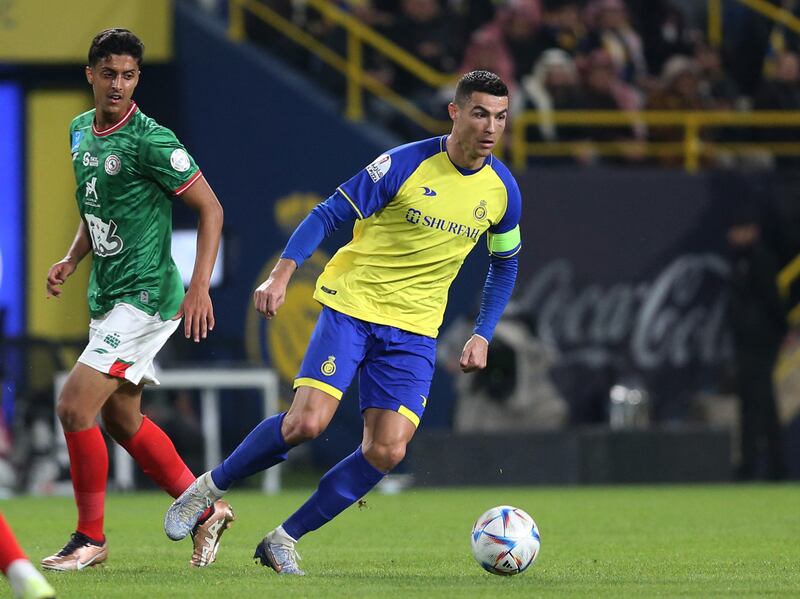 Cristiano Ronaldo in action for Al Nassr against Al Ettifaq. Reuters