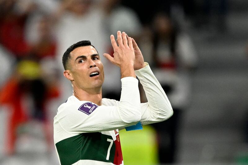Portugal forward Cristiano Ronaldo after missing a chance. AFP