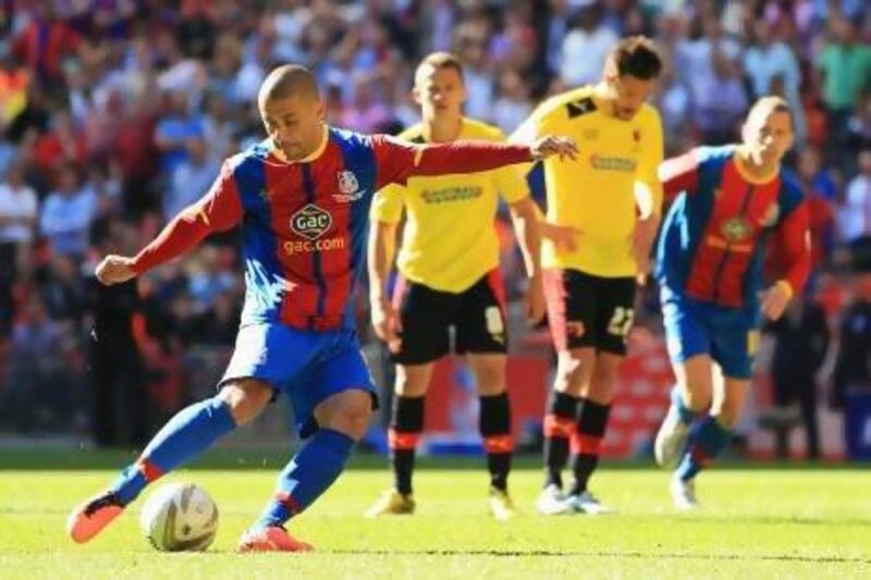 Kevin Phillips converts the penalty that sent Crystal Palace up to the Premier League, the 280th goal of the striker's career. Richard Heathcote / Getty Images