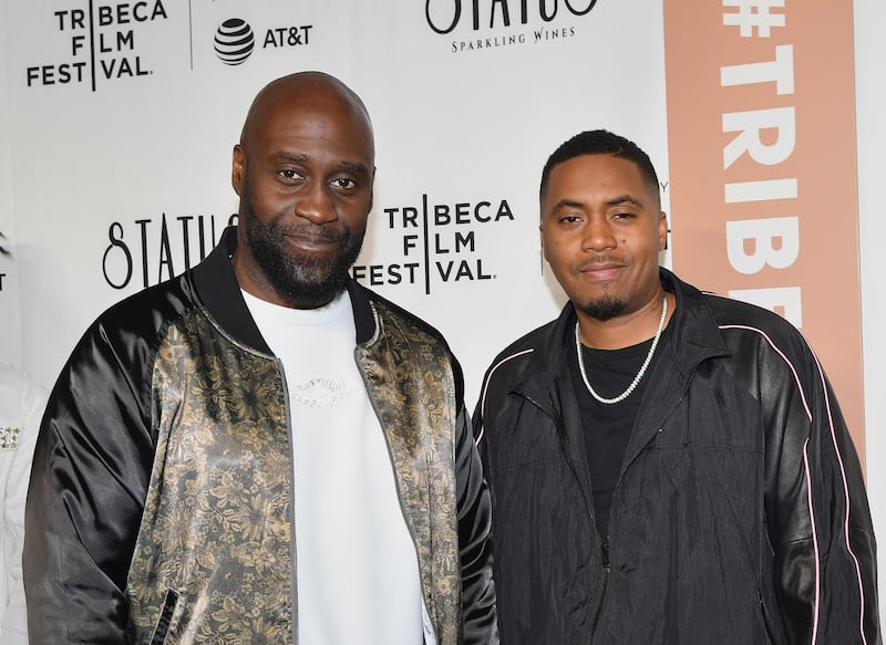 Member of Hip Hop trio De La Soul, Kevin Mercer, and rapper NAS attend the New York premiere of Showtime "Wu-Tang Clan: Of Mics And Men" as part of the Tribeca Film Festival on April 25, 2019. AFP
