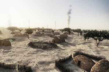 Computer reconstruction of the village of Marawah 8,000 years ago. Courtesy Image Nation Abu Dhabi