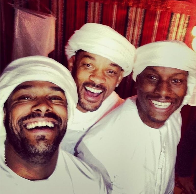 Tyrese posted this photo on his Instagram account on January 4, 2014. It shows Maxwell, Will Smith, Tyrese in Dubai.