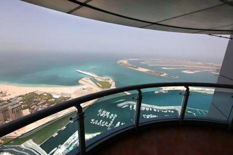 View from the penthouse balcony at the Princess tower in Dubai Marina Pawan Singh / The National