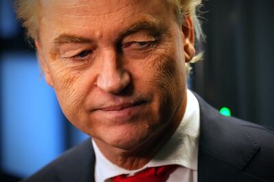 Dutch right-wing politician Geert Wilders leaves after speaking to the media in the Hague, Netherlands, on Friday. Getty Images