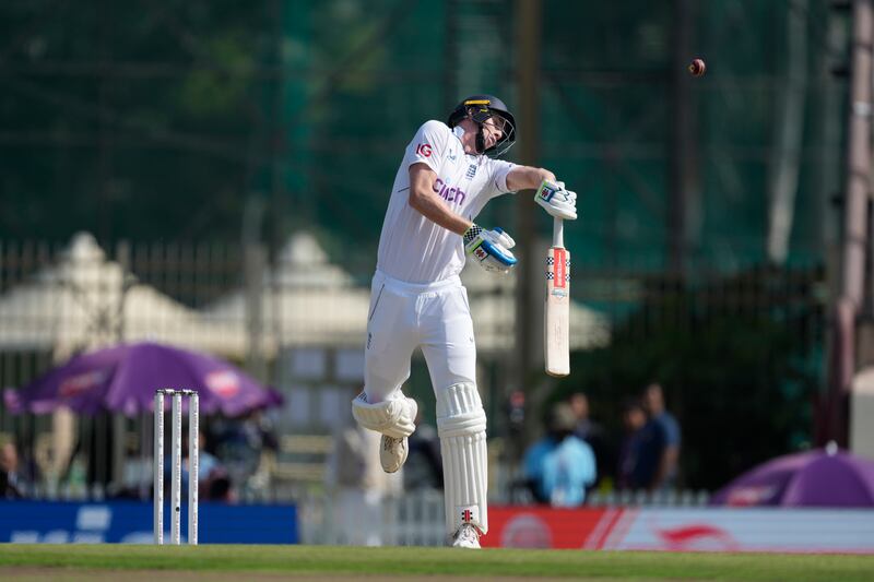 England's Zak Crawley plays a shot on the first day in Ranchi. AP