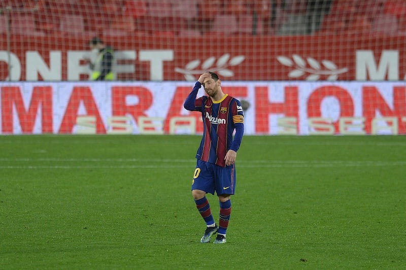Barcelona's Argentinian forward Messi at the end of the match. AFP