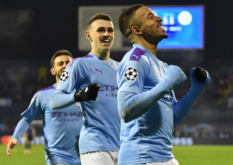 Gabriel Jesus scored a 20-minute hat-trick for Manchester City against Dinamo Zagreb. Getty