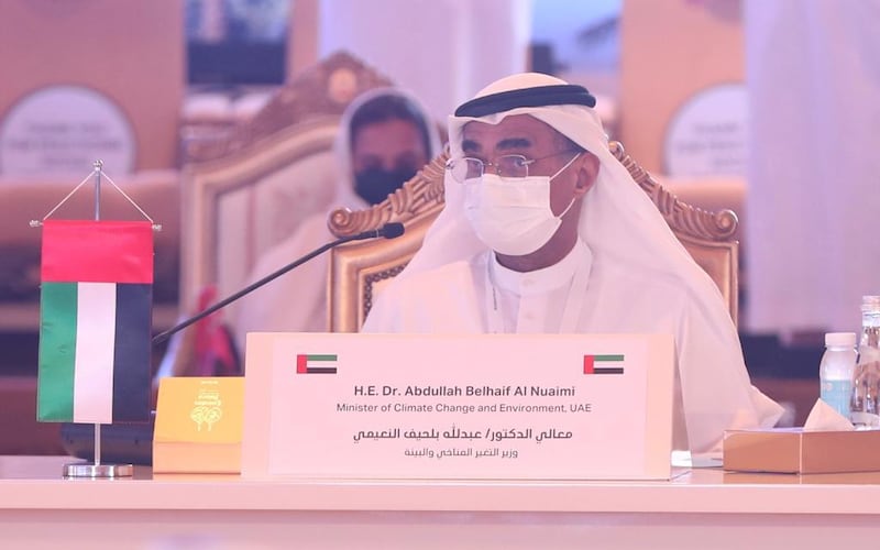 Abdullah Al Nuaimi, UAE Minister of Climate Change and Environment, at the Regional Climate Dialogue.  